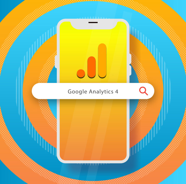 Gráfico que destaca las nuevas características de Google Analytics 4, incluyendo análisis sin dependencia de cookies, simulación de interacciones y conversiones de usuarios, funcionalidades de predicción, integración directa con plataformas de medios, constructor de audiencias mejorado y función de exploraciones.